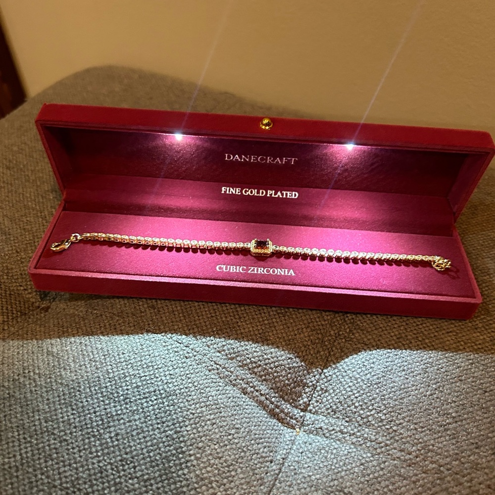 Danecraft Gold Plated Cubic Zirconia Tennis Bracelet With Lighted Box